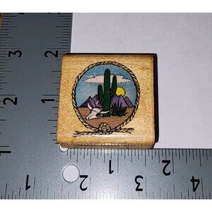Vintage 1993 Comotion Rubber Stamps #707 Western Scene 1 Wooden Rubber Stamp Art